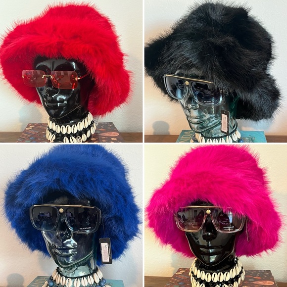 Mustard Gold Fuzzy Faux Fur Hat - Picture 13 of 13